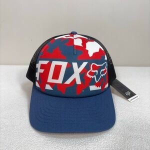 NEW Fox Racing Trucker Hat Men's‎ One Size Red White True Camo Mesh Snapback NWT